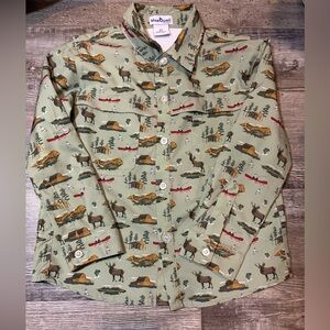 Blue Quail Adventure Print Button Down Shirt - Green